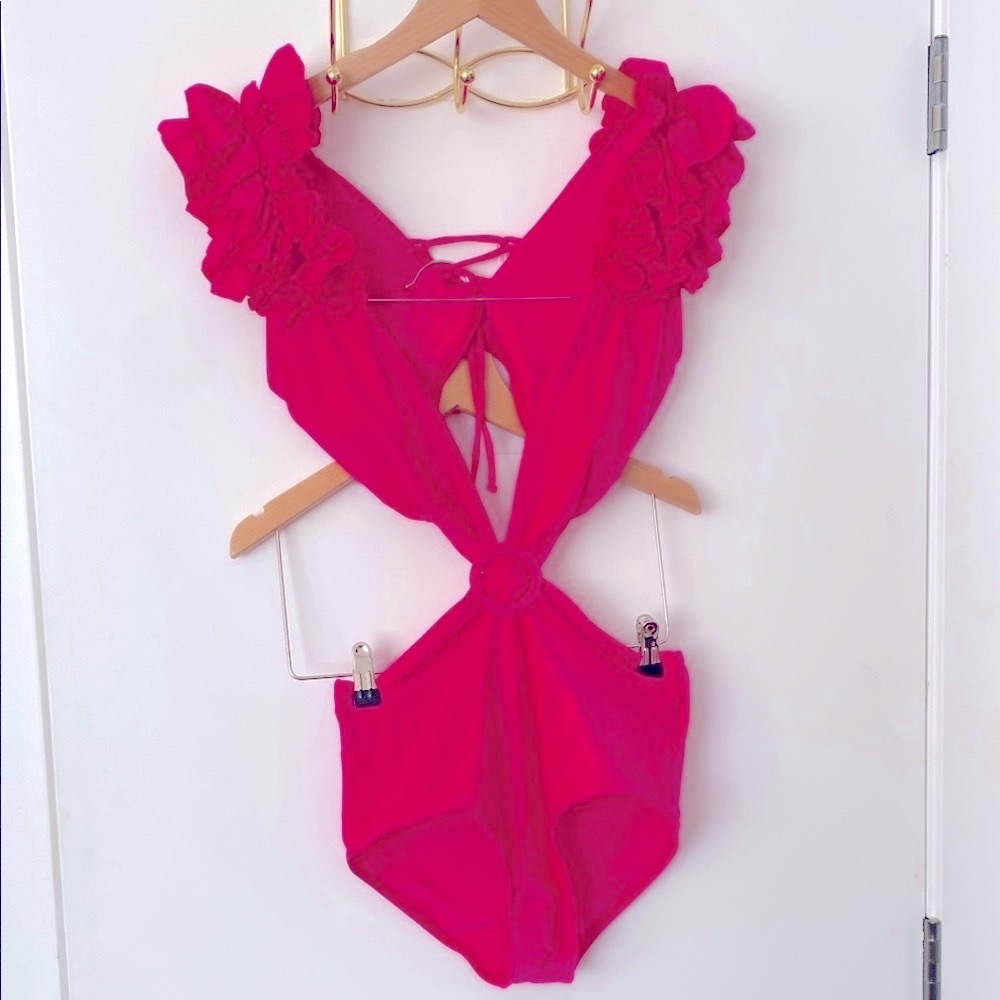 Vibrant Pink Ruffle Swimsuit NWT